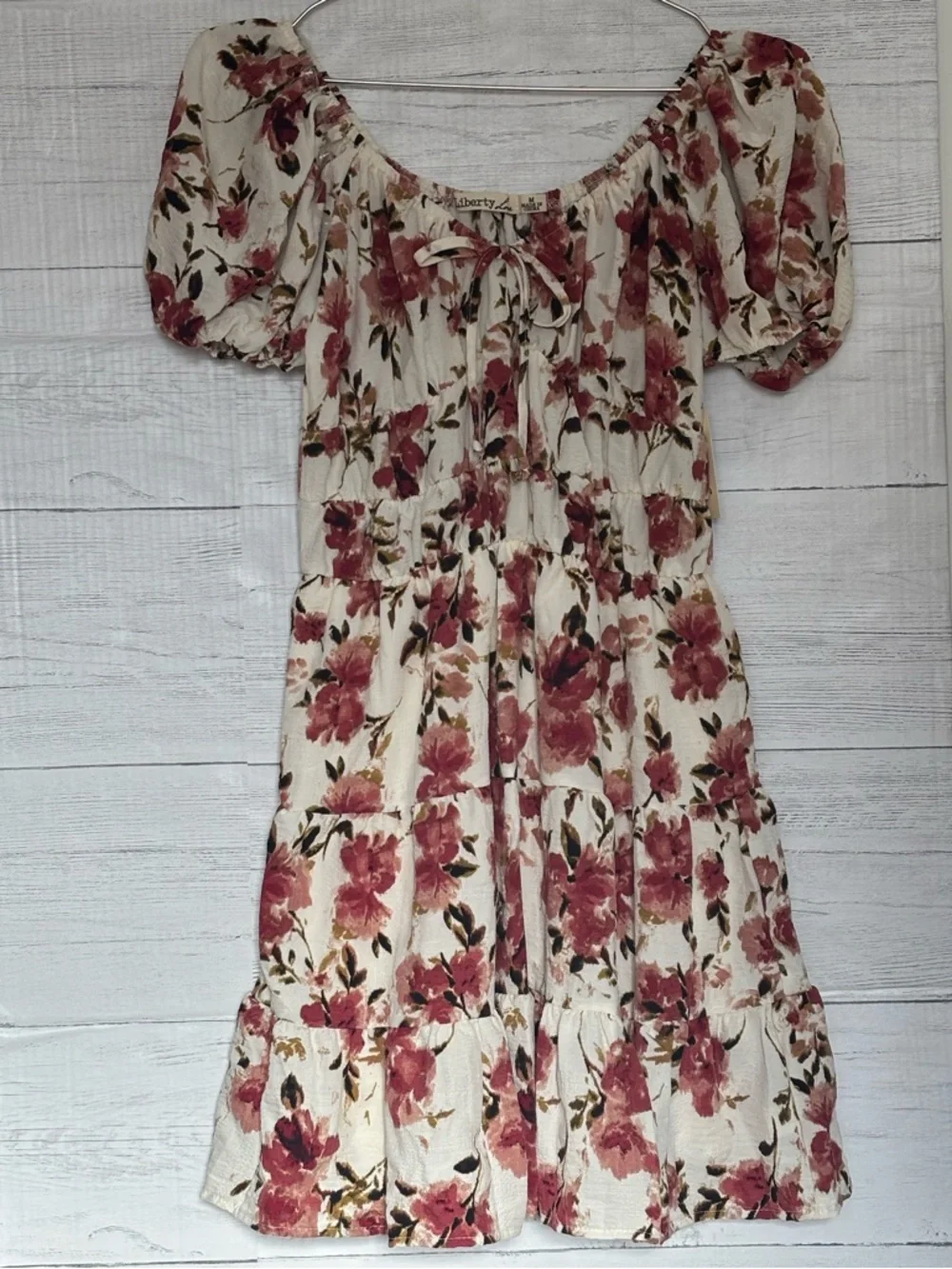 NWT Liberty Love Floral Mini Dress Puff Sleeve Cottagecore Size Medium - Picture 7 of 7